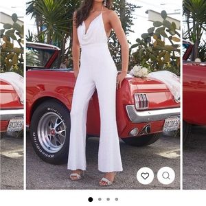 White sequins jumpsuit